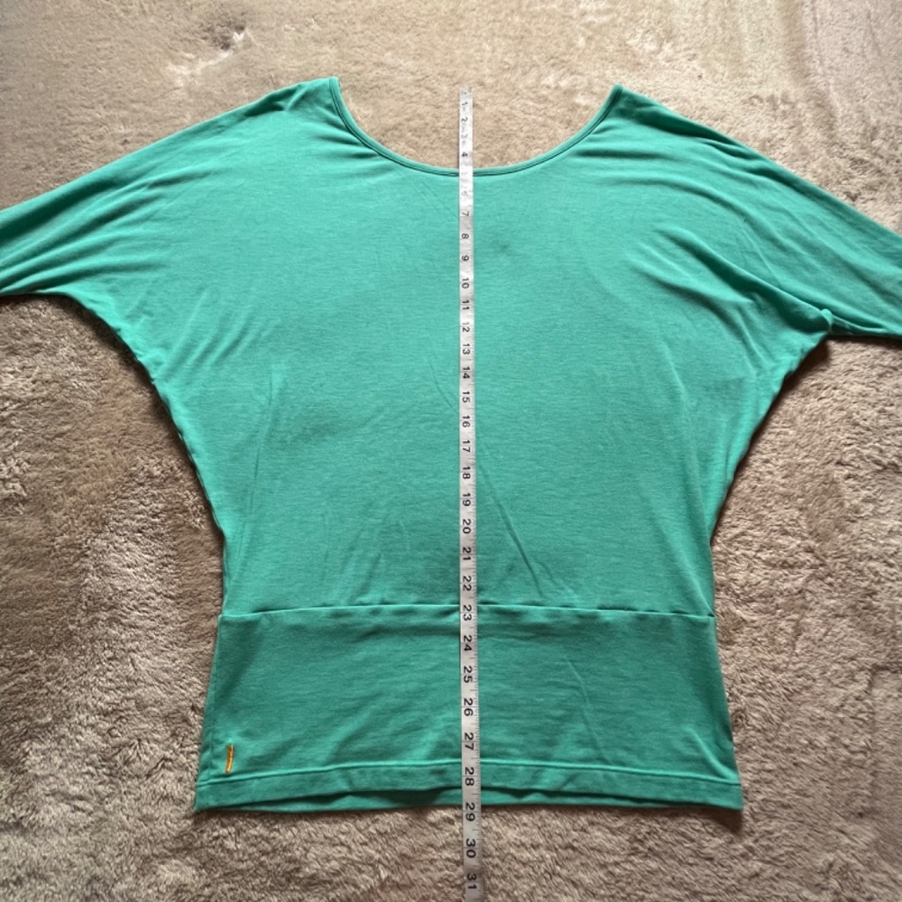 Women's Turquoise Batwing Workout Yoga Top Blouse L/S Loose Fit Athletic - Picture 10 of 12